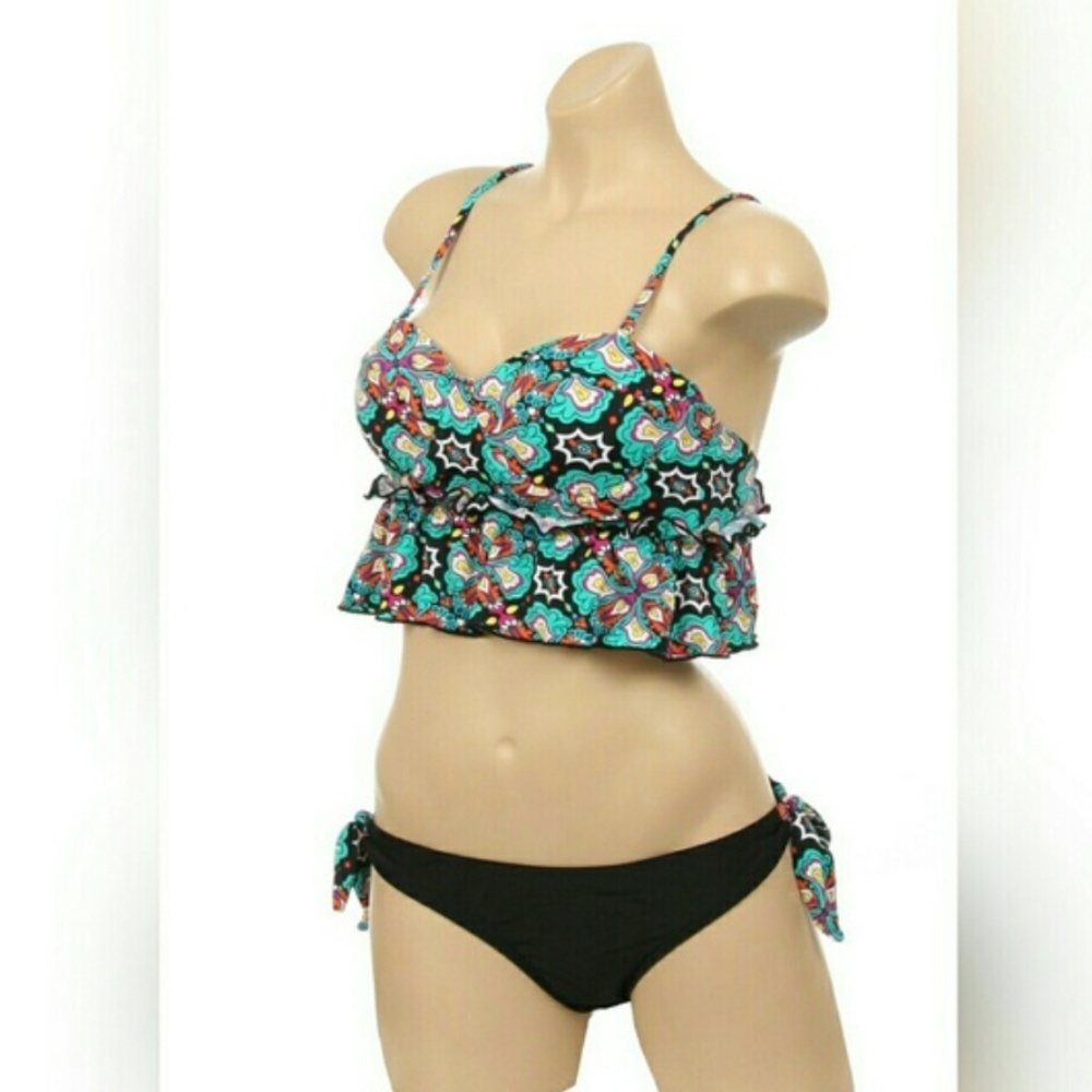 Ruffled Top Floral Bikini